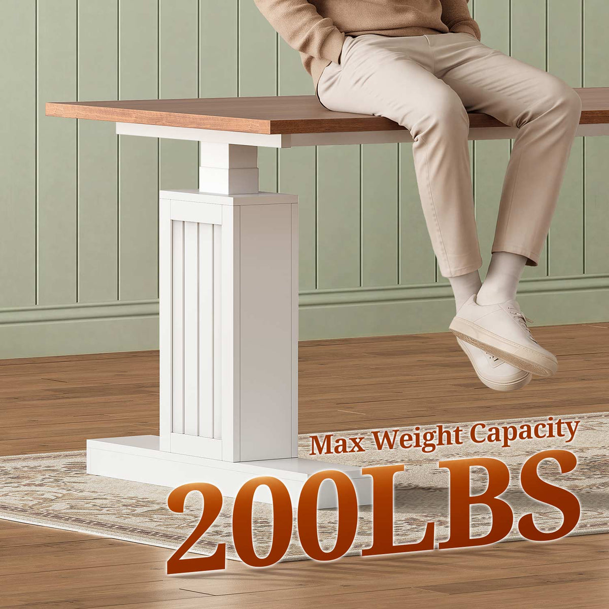 Uposoja L Shaped Electric Standing Desk with Drawers and Storage Shelves White